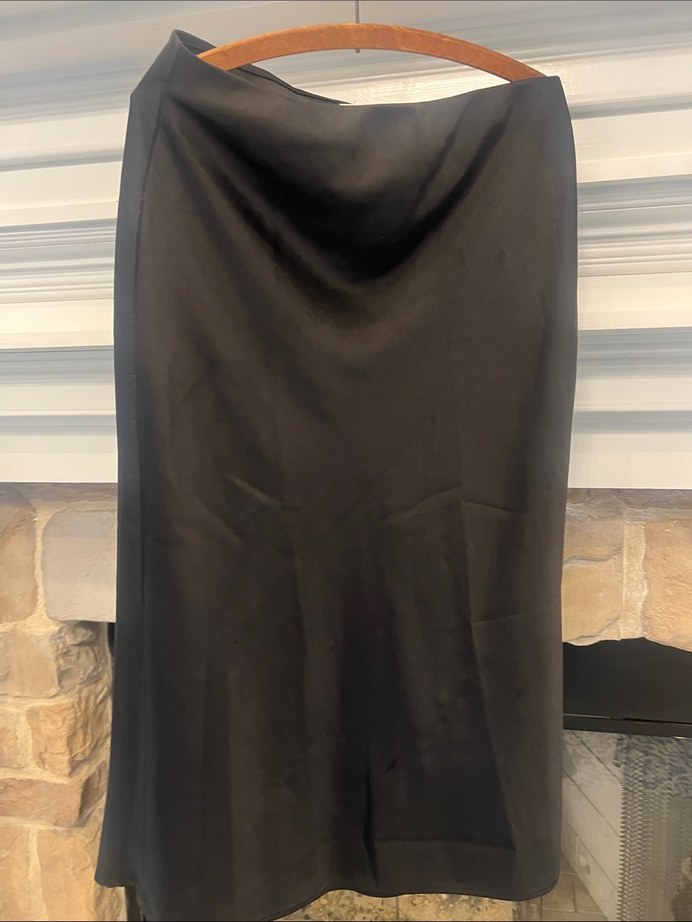 a new day Black Satin Elegant or Casual Midi Skirt